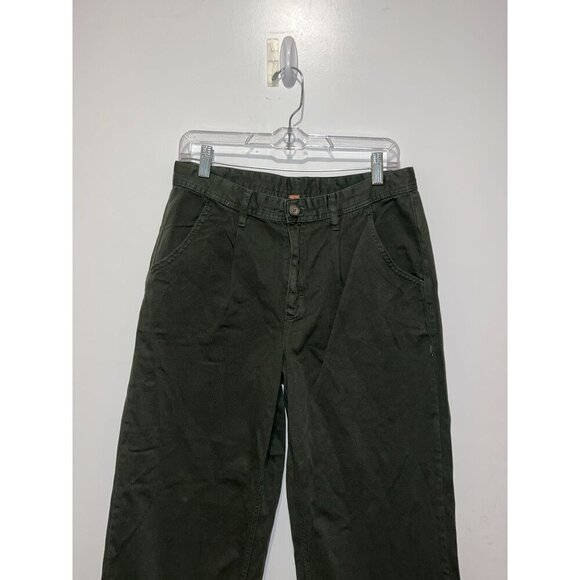 Free People Olive Green Pleated Chino Straight Leg Pants Women's Size 6 - Picture 3 of 10